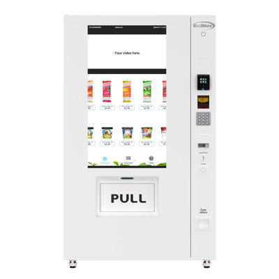 Freezer Ice Cream Vending Machine In White With 44 Slots Featuring Ample 49 Inch Touch Display, Bill Acceptor, Credit Card Reader, Wifi and 4G Connectivity