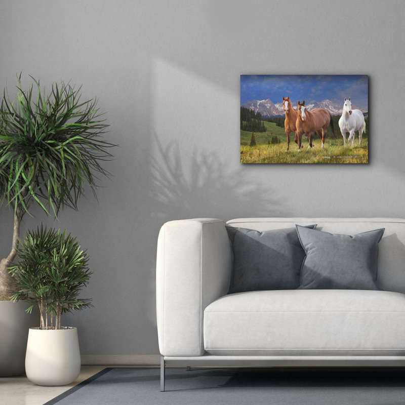 Toile épique «Three Horses At 53» par Chris Vest, 26 po x 18 po, H 18 po x l 26 po