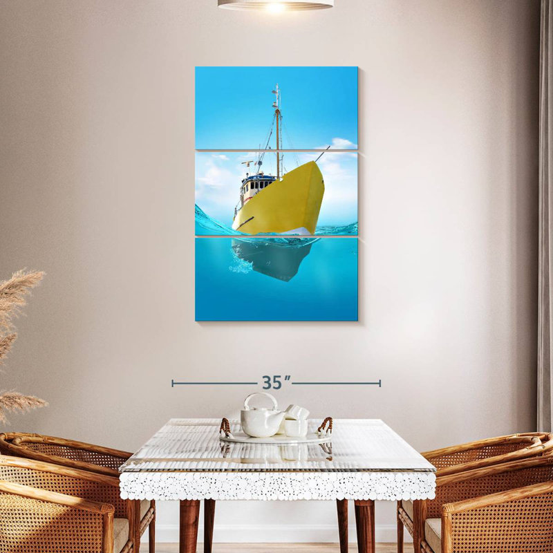 Mehar Yellow Ship, 57" H x 36" W