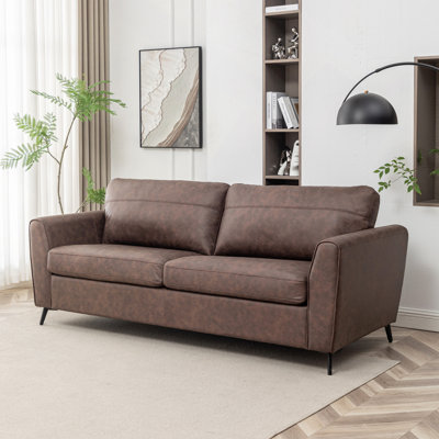 2-Seater Convertible Sofa Bed - Faux Leather, Wooden Frame
