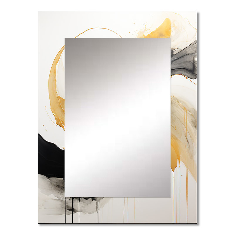 Immersion Dance Watercolor In Gold And Yellow - Abstract Painting Unique Mirror, Modern Large Wall Mirror, Printed Metal Art