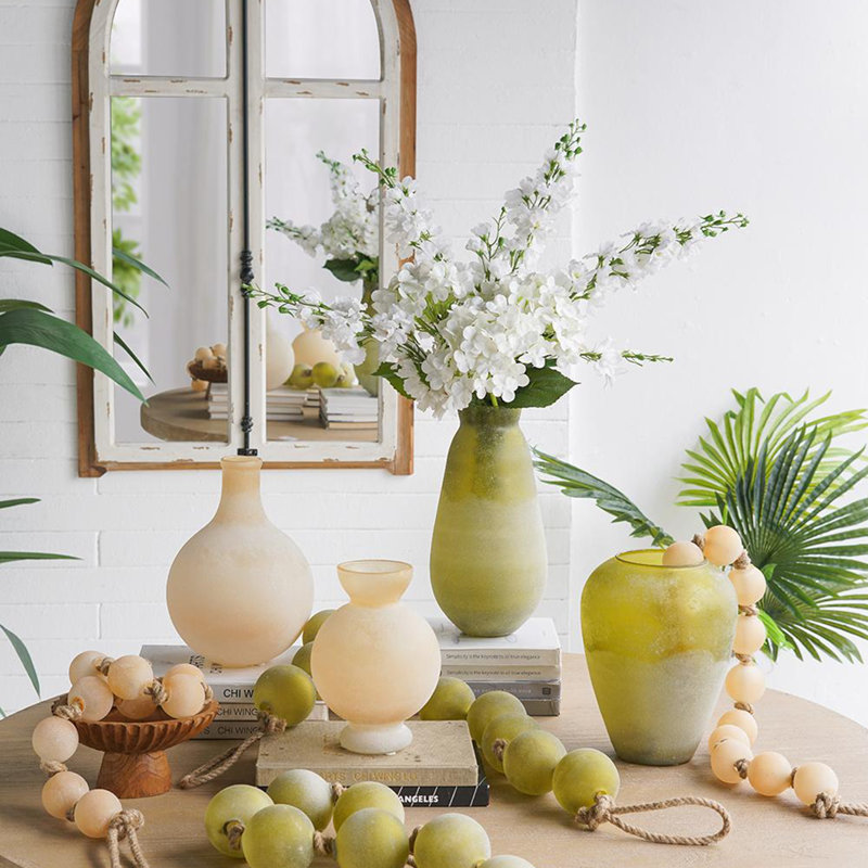 Vase en verre D6.5x12.5 ", vert