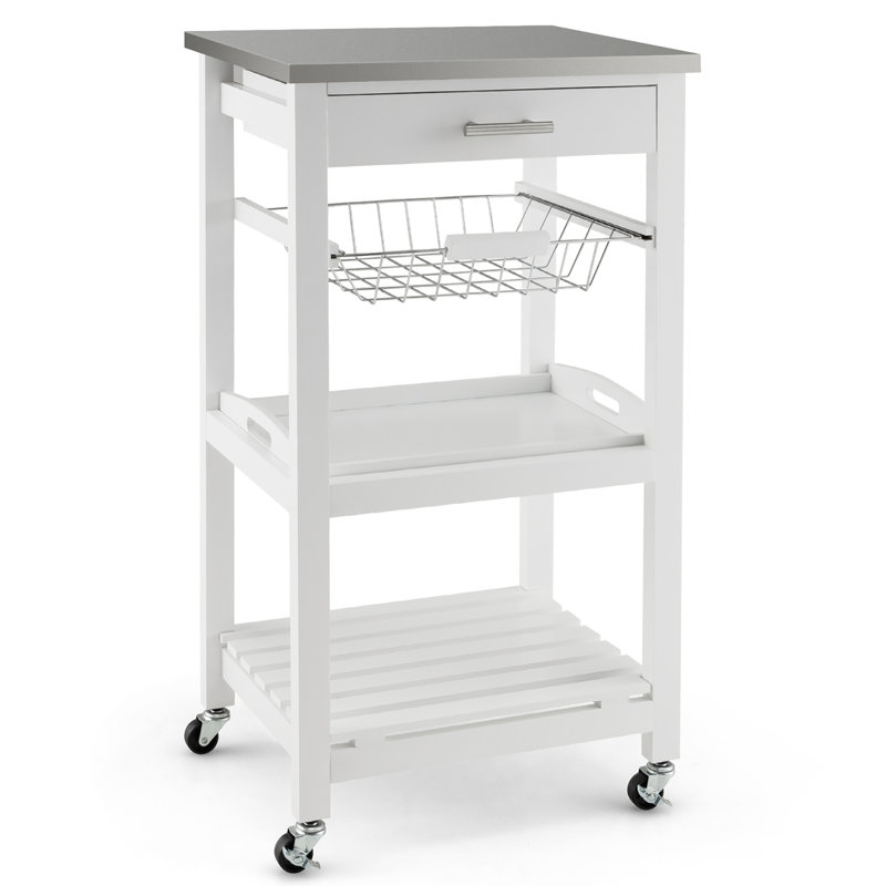 Maniteau Kitchen Cart, White/Gray