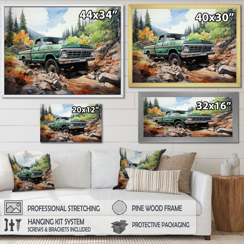Camionnette Offroad Adventures III - impression, H 24 po x l 32 po x P 1 po, Cadre simple blanc