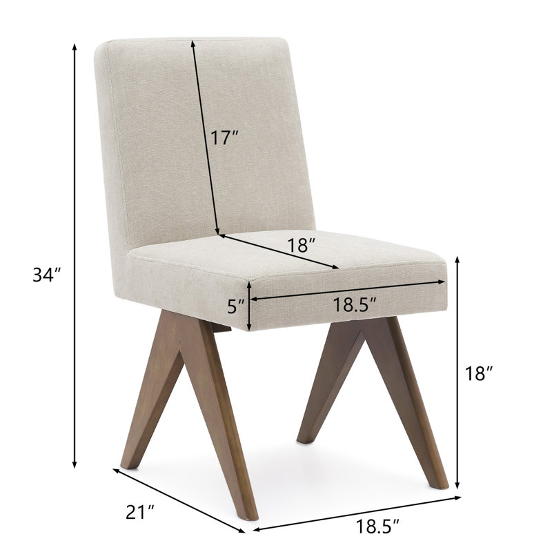 Ommar Set of 4 18'' Seat Height Upholstered Solid Wood Full Back Dining Chair, Beige