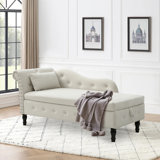 Dejonnae Tufted Velvet Storage Chaise Lounge Indoor with Pillow