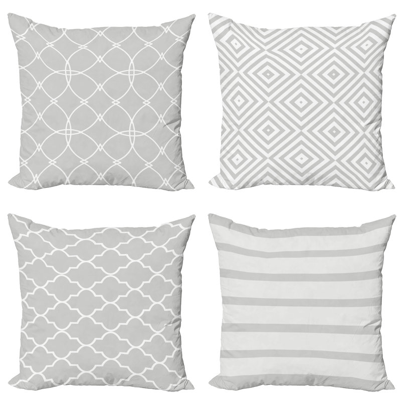 Harkiran Indoor / Outdoor Square Throw Pillow Cover, 60cm H x 60cm W x 0.01cm D, Pale/Grey/Off White