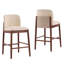 Ensemble de 2 tabourets de comptoir rembourrés en bois Lois, chaise de bar, structure en noyer foncé avec revêtement beige