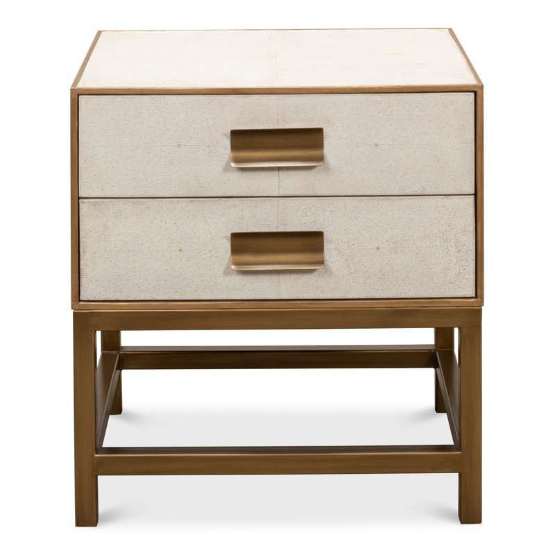 Shagreen 22'' W Solid Wood Nightstand, Osprey White