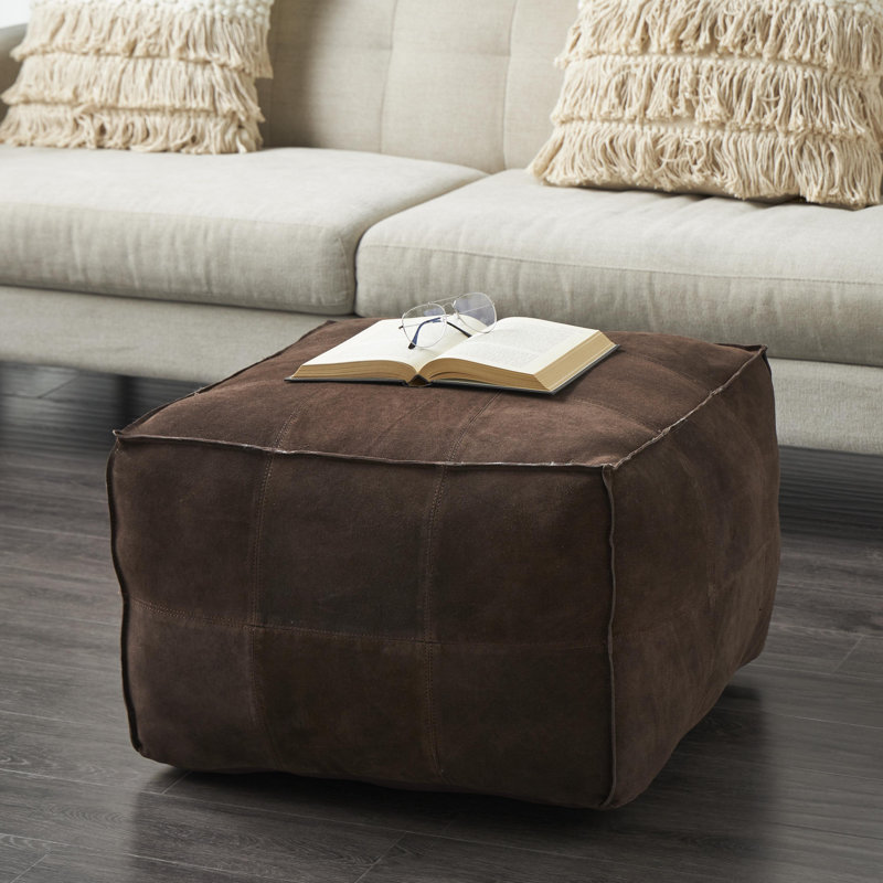 Repose-pieds Shara, Cuir véritable brun foncé