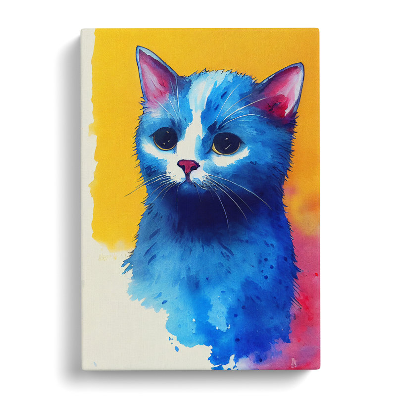 Watercolour Cat No.4 - Wrapped Canvas, 60cm H x 40cm W x 3cm D