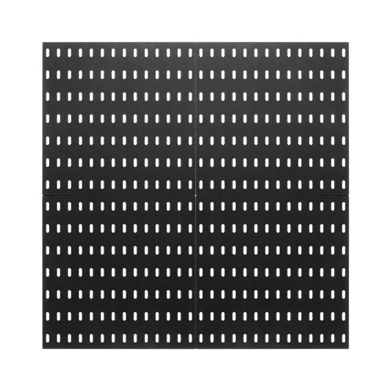 4-Pack Modular Black Pegboard Wall Organizer Panels - Heavy Duty ABS Plastic Storage System for Garage, Office & Craft Room