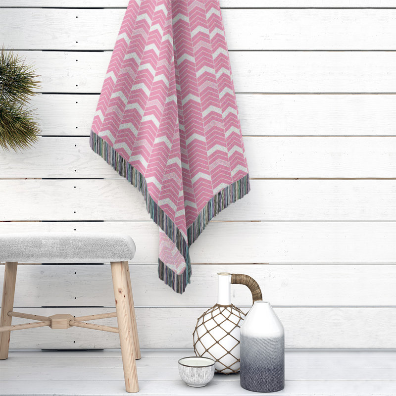 Couverture en coton tissé Rhonda, l 50 po x L 60 po, Rose