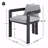Set Of 2 Outdoor Patio Dining Chair, Aluminum Black Finish With Grey Cushion-1871843240