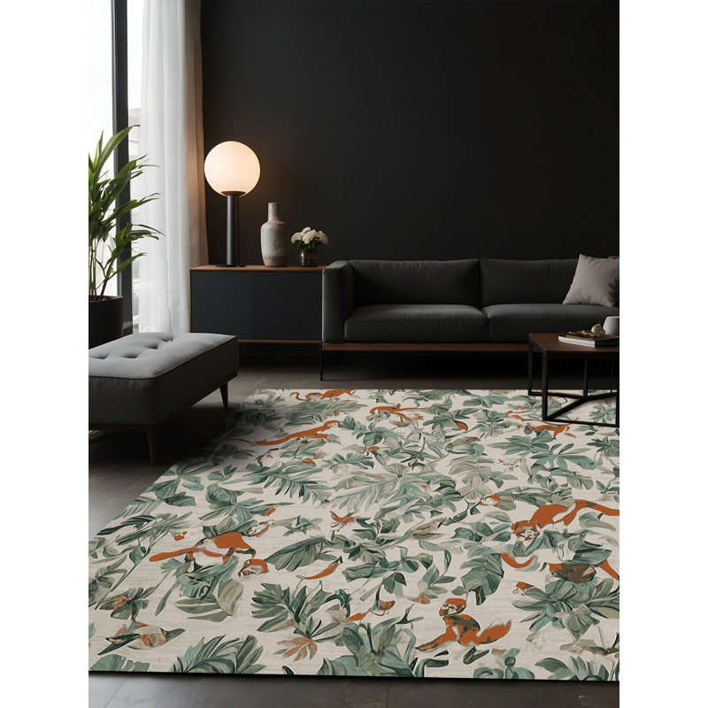 Tapis beige soyeux et moelleux, Carré 8 pi