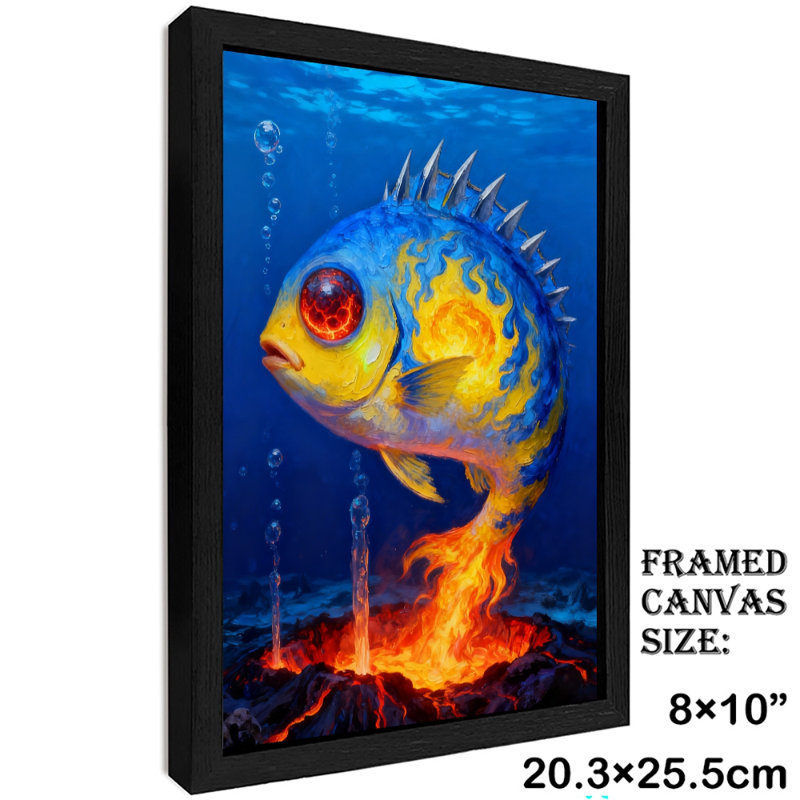 Reproduction d'art encadré noir rétro bleu unique, H 11 po x l 9 po