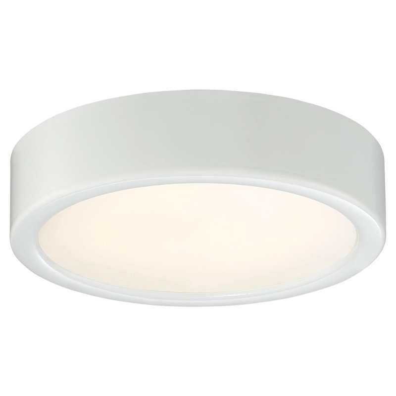Hilmar Glass LED Flush Mount, White, 2.25" H x 6" W x 6" D