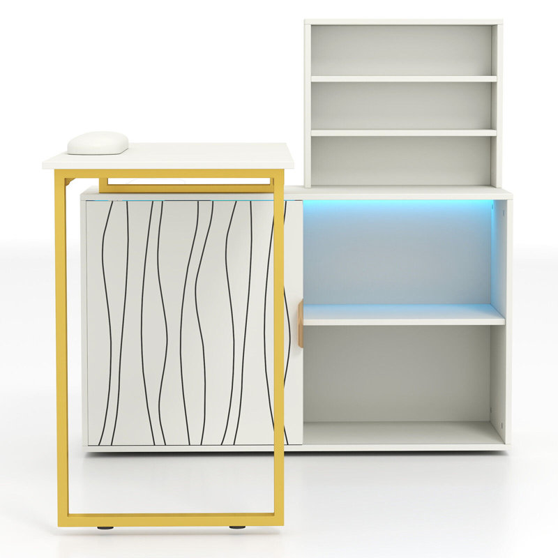 Table de manucure en forme de L blanche Everly Quinn