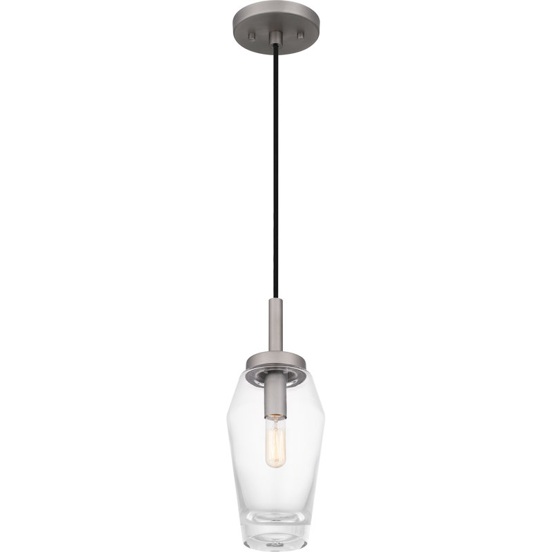 Luminaire suspendu cylindrique en nickel antique à 1 lumière Gerri
