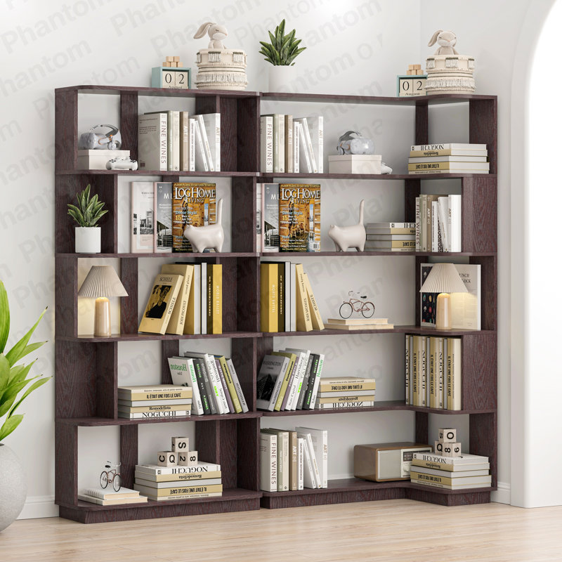 Bibliothèque d'angle compacte de 90 cm + bibliothèque libre extensible de 80 cm, ensemble de 2 tablettes de présentation, bœuf sang rouge foncé et 4 autres couleurs optionnelles, meubles librement combinés et assortis