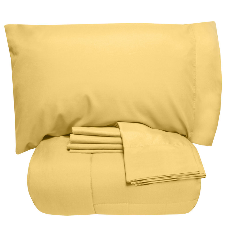 Twin Yellow Down Alternative Microfiber Bed in a Bag Set