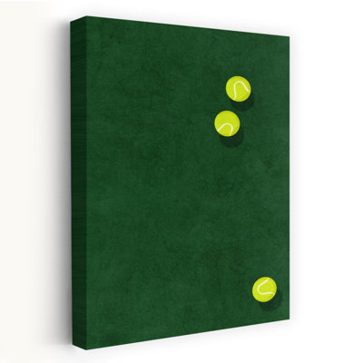 Green Court Tennis Balls Minimalist Vibrant Contemporary Summer Wall Art Print