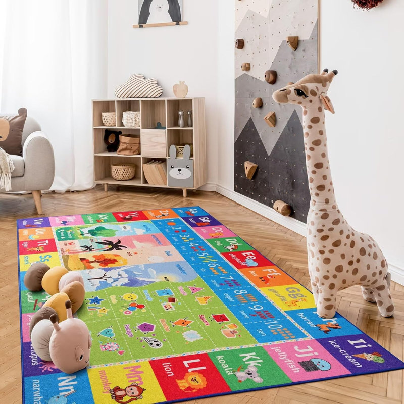 Tapis alphabet pour tapis de salle de jeu Fillender, Rectangle 7' x 10'