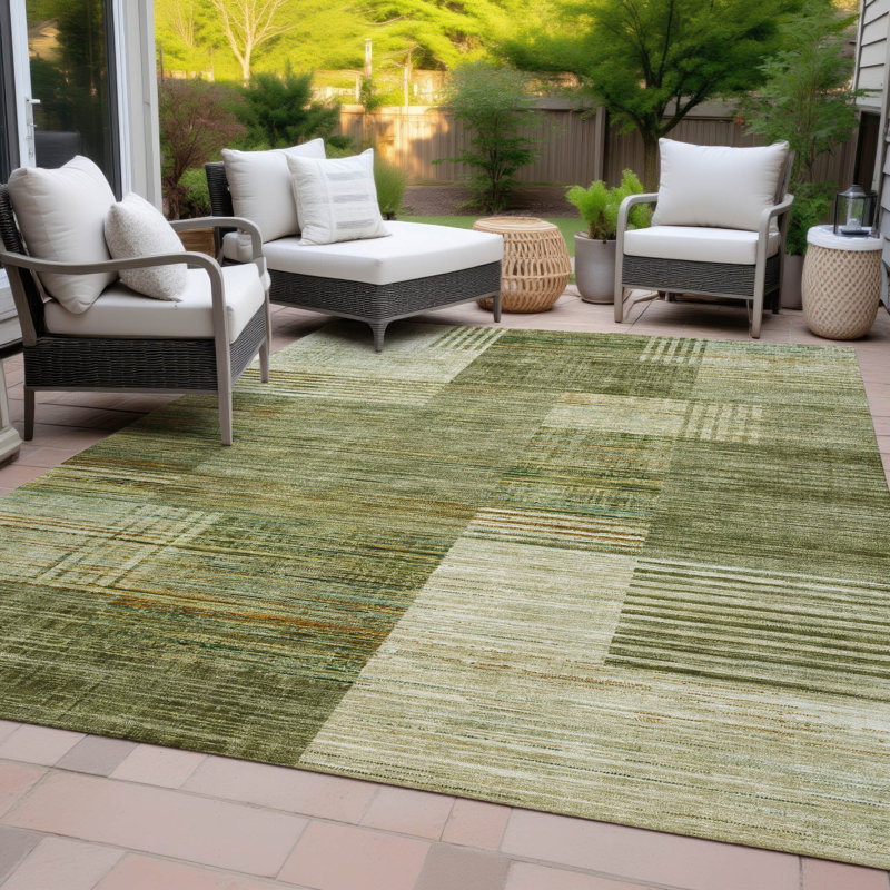 Machine Washable Indoor/Outdoor Meredith ACN2149 Geometric Rug, Rectangle 3' x 5'