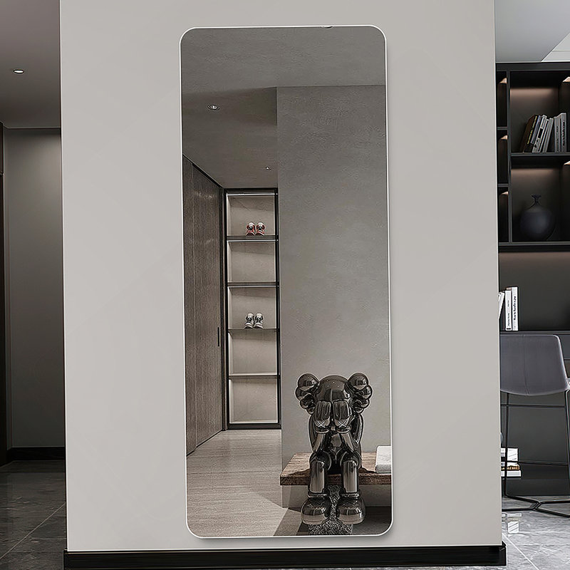 60X15inch Full Body Mirror For Living Room Bedroom Cloakroom Wall-Mounted Round-Angle Dressing Mirror  Aviation Grade Aluminum