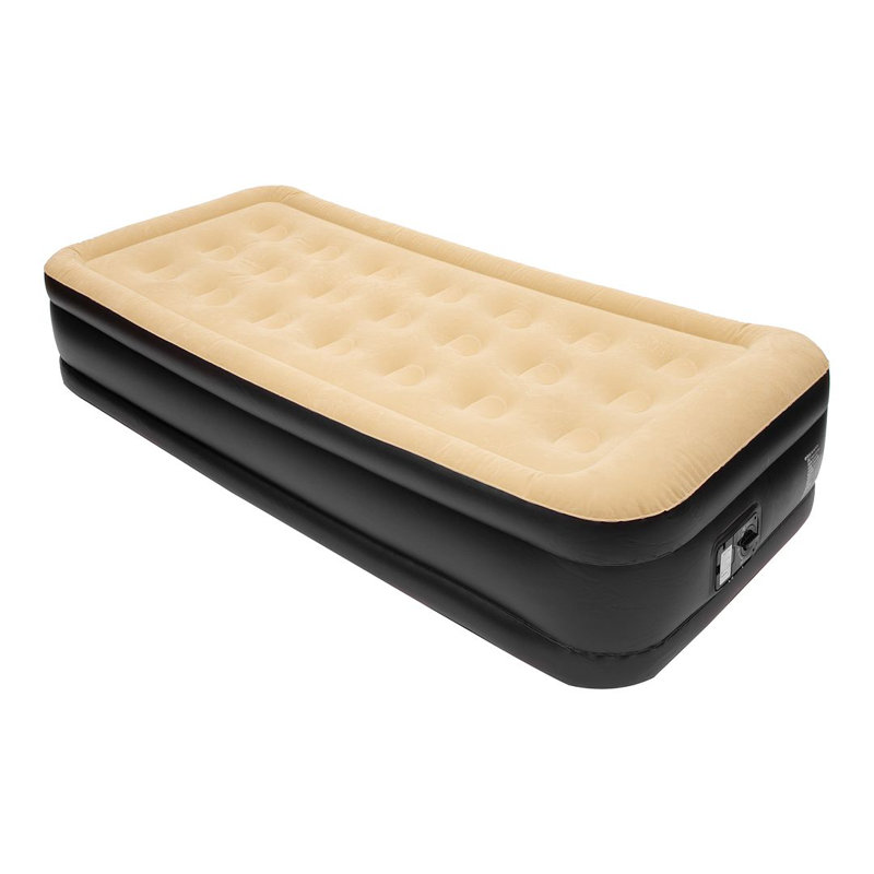 High Raised Airbed + Built in Pump, Twin, Beige