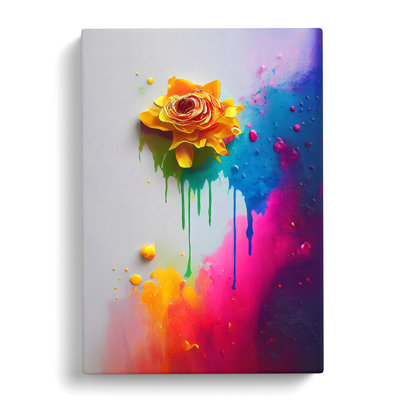 Splattered Flower No.4 Abstract - Wrapped Canvas