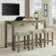 59 Inch Bar Table And 3 Upholstered Stools Set (4-piece)