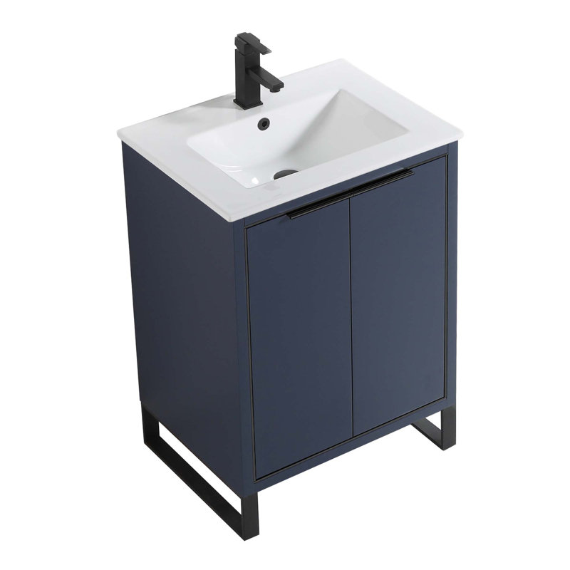 24'' Single Bathroom Vanity Set, Matte Black, Navy Blue