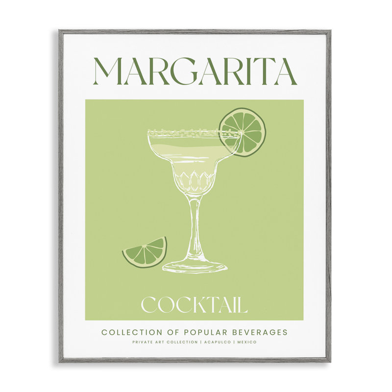 «Minimal Margarita Cocktail», estampe numérique, lettrée et doublée, Estampe numérique Farmhouse, H 20 po x l 16 po
