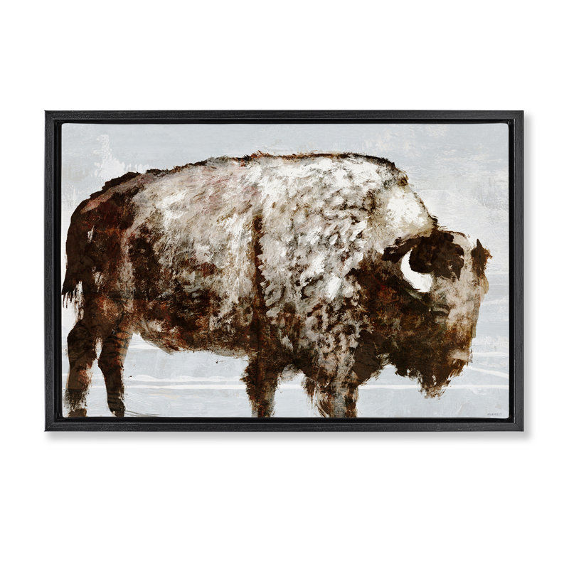 «Abstract Buffalo Impression» par Dan Meneely, Cadre flottant noir de jais, H 21 po x l 31 po