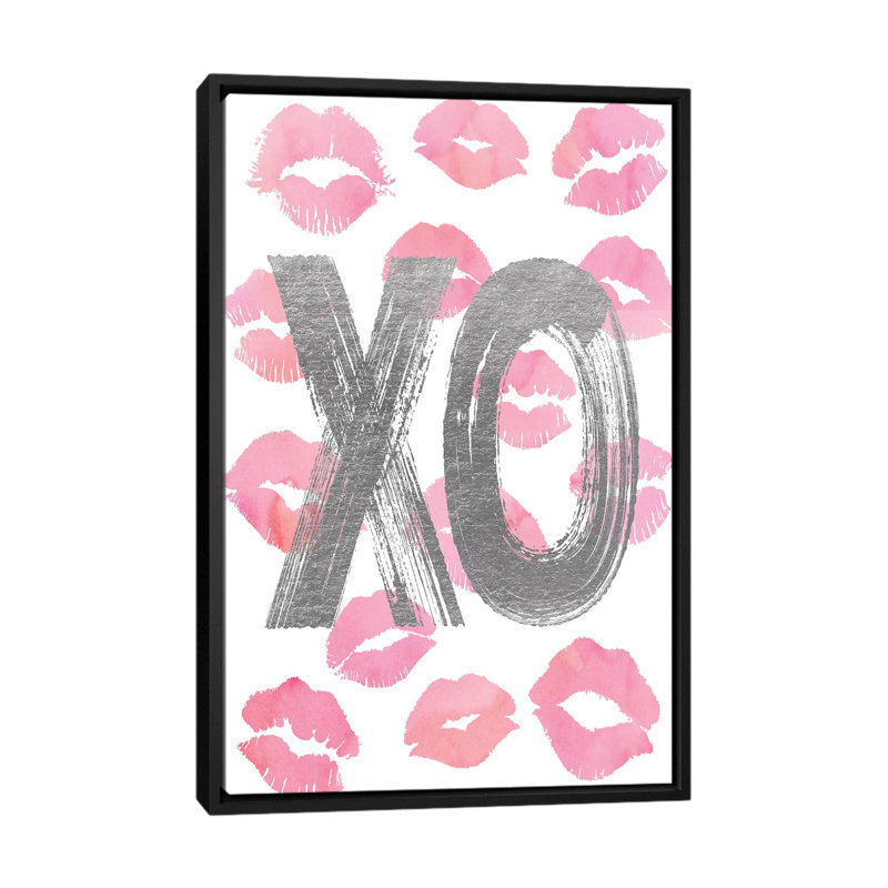 « love ox rose », impression sur toile tendue, H 26 po x l 18 po x P 1,5 po, Toile avec cadre noir, Pas de tapis