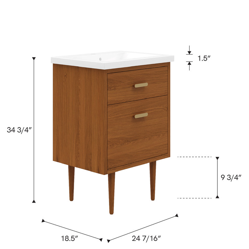 Meuble-lavabo simple Arijana, H 34,7 po x l 24,5 po x P 18,5 po