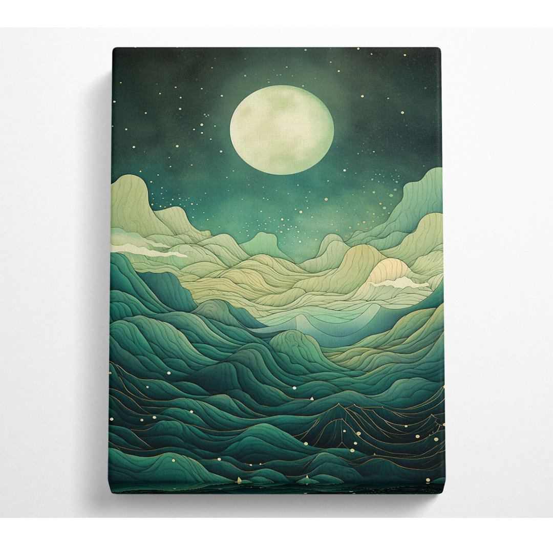 Green Dream Mountains Moon - Kunstdrucke auf Leinwand