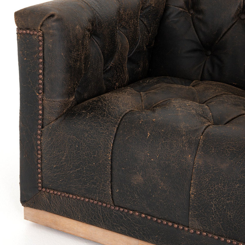 Maxx Swivel Chair, Destroyed Black Leather
