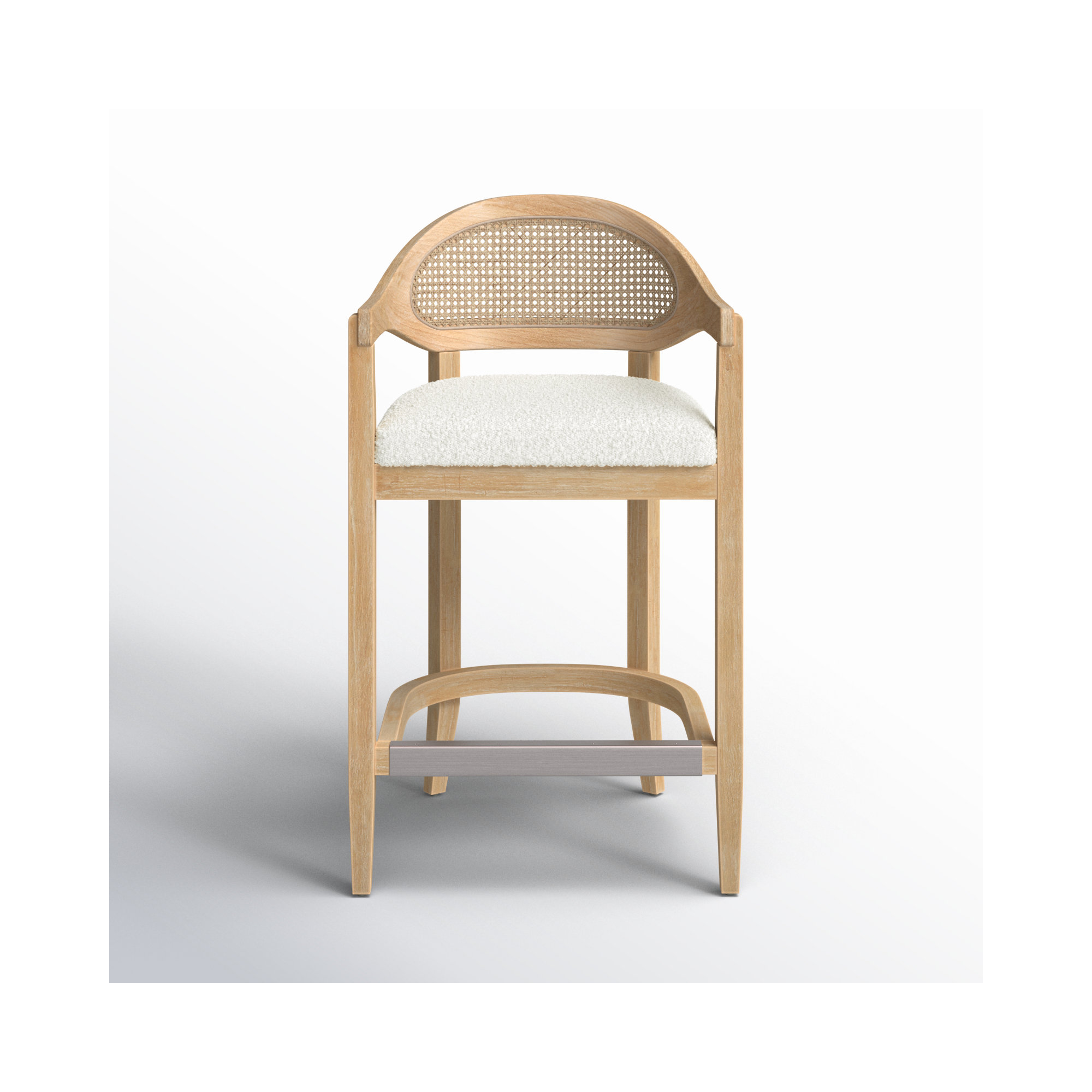 Copley Cane Stool, Ivory Boucle, Counter Stool (26” Seat Height)