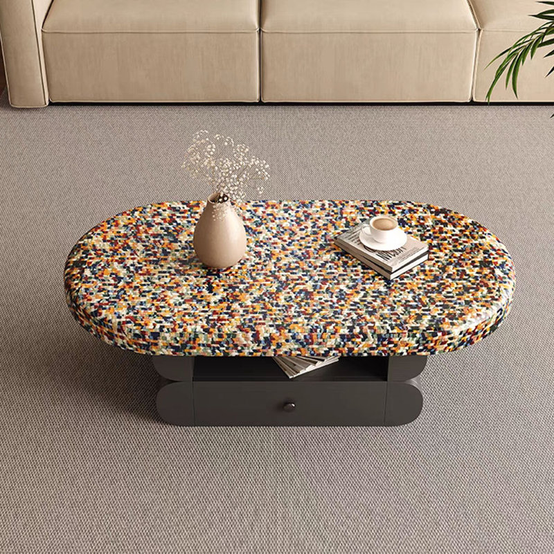 table basse vent petit appartement arc-en-ciel, H 16,92 po x l 43,3 po x P 23,62 po, Noir, noir, noir, noir