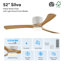 Ventilateur de plafond 52 po à intensité variable Modern Farmhouse avec lumières DEL et télécommande-36406996