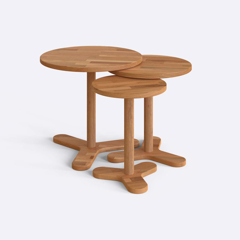 Ensemble de tables basses gigognes en bois massif - Design minimaliste et fonctionnel