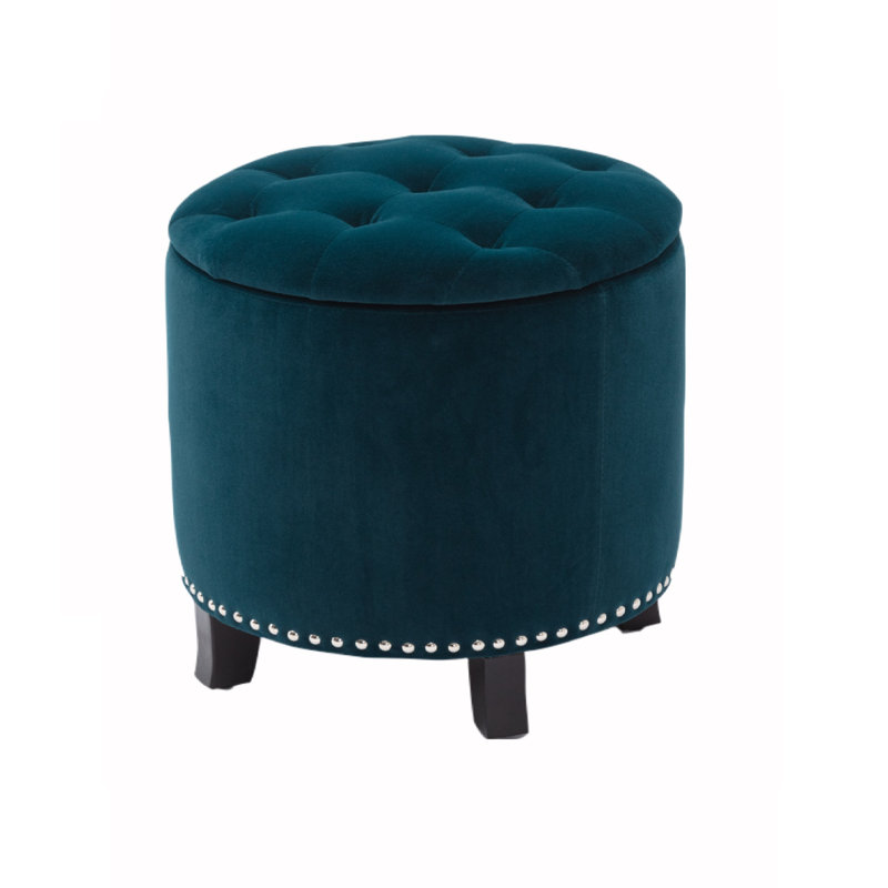 Denver Upholstered Ottoman, Green 100% Polyester