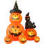 Décorations d'Halloween gonflables de 6 pi, citrouille fantôme effrayante éclairée et chat de sorcière, décorations d'Halloween, ensemble de citrouilles gonflables pour l'extérieur