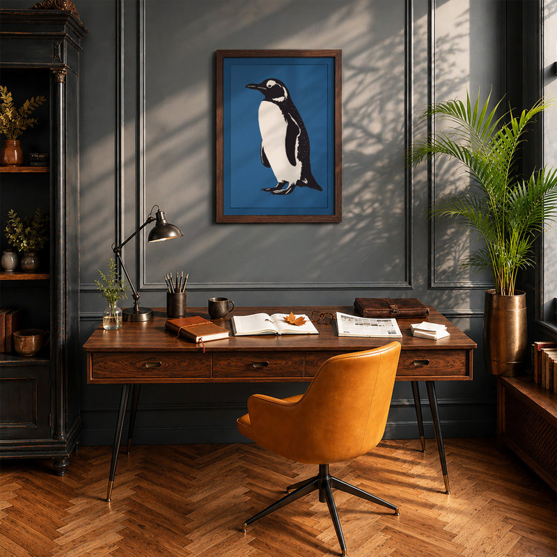 Penguin Profile Modern - Print, Walnut, A1 - 84.1 x 59.4 cm