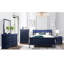 Lit double en bleu avec tête de lit à DEL, conception, panneau en bois massif et profondeur de 55,21 po, largeur de 82,18 po, hauteur de 45,94 po, style transitionnel, tête de style, hévéa large, profond, haut, 73,36 lb