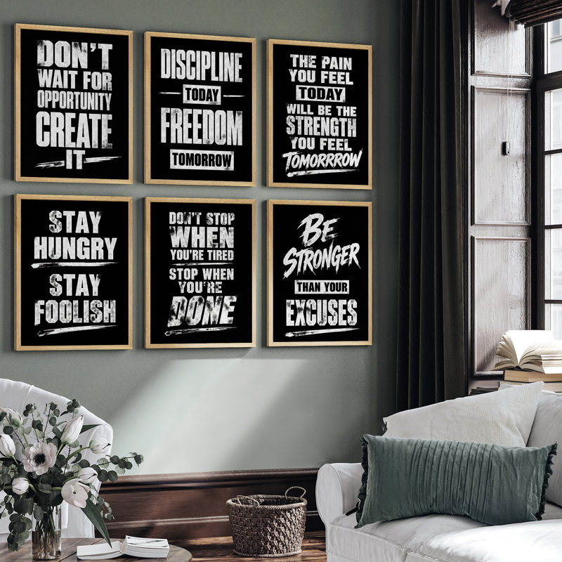 Motivation, citations, typographie, ensemble de 6 reproductions d'art mural - inspiration pour salle de classe et bureau