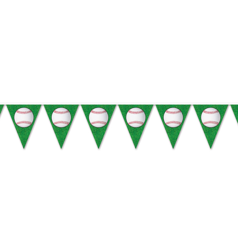 Baseball Pennant Banner - 11" x 12' - Pack of 12