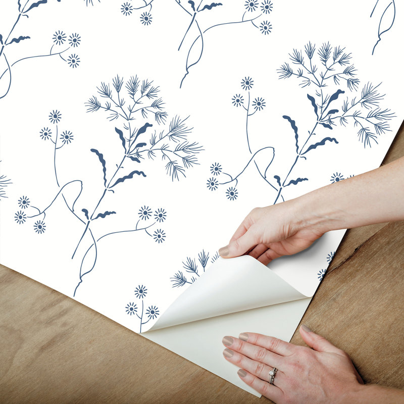 Papier peint fleurs sauvages, Bleu